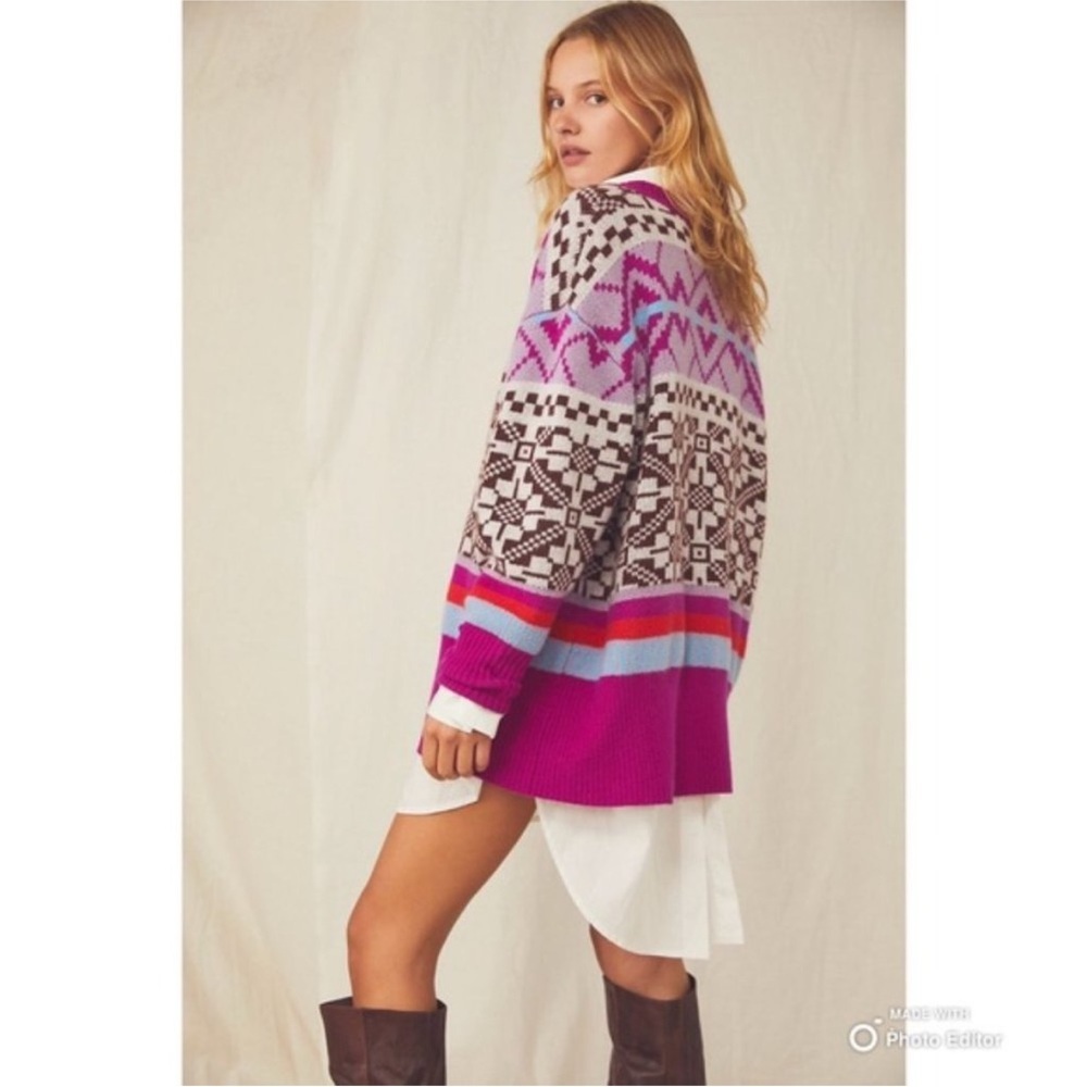 Free People Cashmere Let’s Do Brunch Oversized Crewneck Tunic Sweater XS - Picture 13 of 13